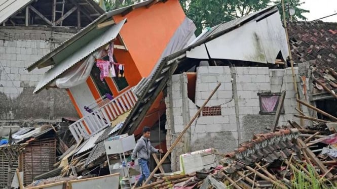 Rumah warga rusak berat terdampak gempa magnitudo 5,6 di Cianjur Jawa Barat